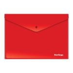 Папка-конверт на кнопке Berlingo, А4, 180мкм, непрозрачная, красная, AKk_04403