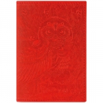 Обложка для паспорта OfficeSpace "Сова", кожа, тиснение, красная, 339852