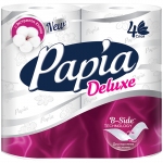 Бумага туалетная Papia "Deluxe", 4-слойная, 4шт., тиснение, белая, 5062185/5059169