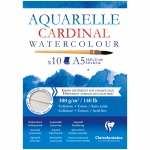 Альбом для акварели, 10л., А5, на склейке Clairefontaine "Cardinal", 300г/м2, торшон, холод. пресс., хлопок, 96182C
