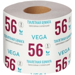Бумага туалетная Vega, 1-слойная, 56м/рул., на втулке, с перф., серая, 339240