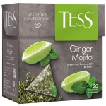 Чай Tess "Ginger Mojito", зеленый, цитрус, имбирь, мята, 20 пакетиков-пирмидок по 1,8г, 0788-12