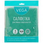 Салфетка для уборки Vega, микрофибра, 30*30см, 1шт., европодвес, 320872