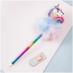 Ручка шариковая MESHU "Rainbow Unicorn" синяя, 0,7мм, корпус ассорти, с топпером, MS_73584