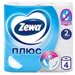 Бумага туалетная Zewa Плюс, 2-слойная, 4шт., тиснение, белая, 144051