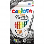 Фломастеры с кистевым пишущим узлом Carioca "Super Brush", 10цв., смываемые, картон, европодвес, 42937