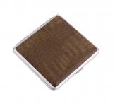 Портсигар S.Quire, сталь+искусственная кожа с металлическими клипами, коричневый цвет, 96*93*19 мм