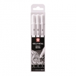 Ручки гелевые БЕЛЫЕ SAKURA (Япония) "Gelly Roll", НАБОР 3 штуки, узел 0,5/0,8/1 мм, POXPGBWH3C