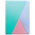 Обложка для паспорта "Трио", кожзам, бирюзовая/голубая/розовая, ДПС, 2203.ТР-118