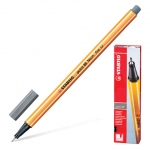Ручка капиллярная (линер) STABILO "Point 88", ТЕМНО-СЕРАЯ, корпус оранжевый, линия письма 0,4 мм, 88/96