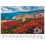 Календарь настенный листовой на 2024 г., формат А2 60х45 см, "Великолепные пейзажи", HATBER, Кл2_29728