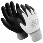 Перчатки нейлоновые MANIPULA "Микронит", нитриловое покрытие (облив), размер 8 (M), белые/черные, TNI-14