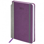 Ежедневник датированный 2023 А5 138x213 мм BRAUBERG "Mosaic", под кожу, фиолетовый, 114081