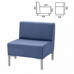 Кресло мягкое "Хост" М-43, 620х620х780 мм, без подлокотников, экокожа, голубое
