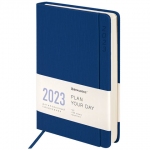 Ежедневник датированный 2023 А5 138x213 мм BRAUBERG "Flap", синий, 114148