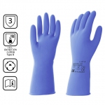 Перчатки латексные КЩС, прочные, хлопковое напыление, размер 8,5-9 L, большой, синие, HQ Profiline, 74735