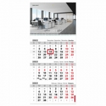 Календарь квартальный на 2023 г., 3 блока, 1 гребень, с бегунком, мелованная бумага, "ОФИС", BRAUBERG, 114271