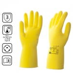 Перчатки латексные КЩС, прочные, хлопковое напыление, размер 9,5-10 XL, очень большой, желтые, HQ Profiline, 73590