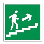 Знак эвакуационный "Направление к эвакуационному выходу по лестнице НАПРАВО вверх", квадрат 200х200 мм, самоклейка, 610020/Е 15