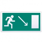 Знак эвакуационный "Направление к эвакуационному выходу направо вниз", 300х150 мм, самоклейка, фотолюминесцентный, Е 07