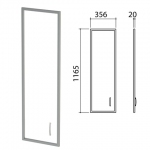 Дверь СТЕКЛО в алюминиевой рамке "Приоритет", левая, 356х20х1165 мм, БЕЗ ФУРНИТУРЫ, К-939