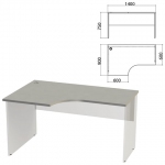 Столешница стола эргономичного "Этюд",1400х900х750 мм, левый, серый, 401670-03