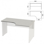 Столешница стола эргономичного "Этюд",1400х900х750 мм, правый, серый, 401668-03