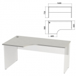 Столешница стола эргономичного "Этюд", 1600х900х750 мм, левый, серый, 401674-03