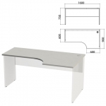 Столешница стола эргономичного "Этюд", 1600х900х750 мм, правый, серый, 401672-03