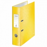 Папка-регистратор LEITZ "WOW", механизм 180°, ламинированная, 80 мм, желтая, 10050016
