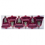 Украшения елочные подвесные "Колокольчики", НАБОР 6 шт., 8 см, пластик, с рисунком, красные, 59599