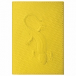 Обложка для паспорта натуральная кожа плетенка, с ящерицей, желтая, STAFF "Profit", 237205