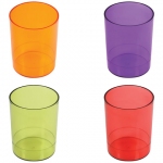 Подставка-органайзер (стакан для ручек), 4 цвета ассорти, тонированный (красный, зеленый, оранжевый, фиолетовый), СН60