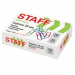 Скрепки STAFF "Manager", 28 мм, цветные, 70 шт., в картонной коробке, Россия, 224630