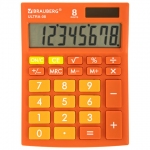 Калькулятор настольный BRAUBERG ULTRA-08-RG, КОМПАКТНЫЙ (154x115 мм), 8 разрядов, двойное питание, ОРАНЖЕВЫЙ, 250511