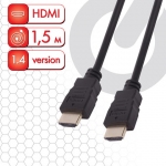 Кабель HDMI AM-AM, 1,5 м, SONNEN, ver 1.4, FullHD, 4К, для ноутбука, компьютера, монитора, телевизора, проектора, черный, 513120