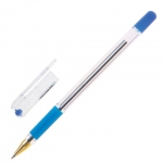 Ручка шариковая масляная с грипом MUNHWA "MC Gold", СИНЯЯ, корпус прозрачный, узел 0,5 мм, линия письма 0,3 мм, BMC-02