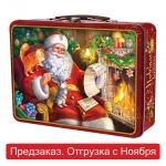 Подарок новогодний "Зимний вечер", 800 г, НАБОР конфет, жестяная упаковка