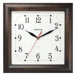 Часы настенные TROYKATIME (TROYKA) 81863835, квадрат, белые, коричневая рамка, 29х29х3,5 см