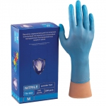 Перчатки нитриловые смотровые КОМПЛЕКТ 100 пар (200 шт.), размер M (средний), голубые, SAFE&CARE, TN303/LN303, TN 303