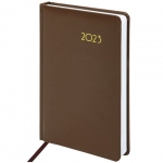 Ежедневник датированный 2023 А5 138x213 мм BRAUBERG "Select", балакрон, коричневый, 114059