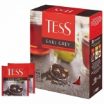 Чай TESS (Тесс) "Earl Grey", черный, с цедрой лимона, 100 пакетиков в конвертах по 1,8 г, 1251-09