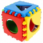 Логический куб "Мини" пластиковый, ширина 8х8 см, 6 стенок, 6 форм, РЫЖИЙ КОТ, И-3928