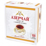 Чай АЗЕРЧАЙ черный с бергамотом, 100 пакетиков с ярлычками по 2 г, картонная коробка, 419830