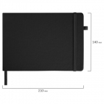 Скетчбук, черная бумага 140 г/м2 210х148 мм, 80 л., КОЖЗАМ, резинка, карман, BRAUBERG ART, черный, 113205