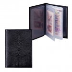 Бумажник водителя BEFLER "Ящерица", натуральная кожа, тиснение, 6 пластиковых карманов, черный, BV.1-3