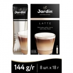 Кофе растворимый порционный JARDIN "3 в 1 Латте", КОМПЛЕКТ 8 пакетиков по 18 г, 1693-10