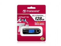 Флеш накопитель 128GB Transcend JetFlash 790, USB 3.0, Черный/Синий
