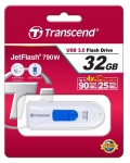 Флеш накопитель 32GB Transcend JetFlash 790, USB 3.0, Белый/Синий