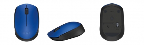 Мышь беспроводная Logitech Wireless Mouse M171 Blue, оптическая светодиодная, радиоканал 10 м, 1xAA, синий.